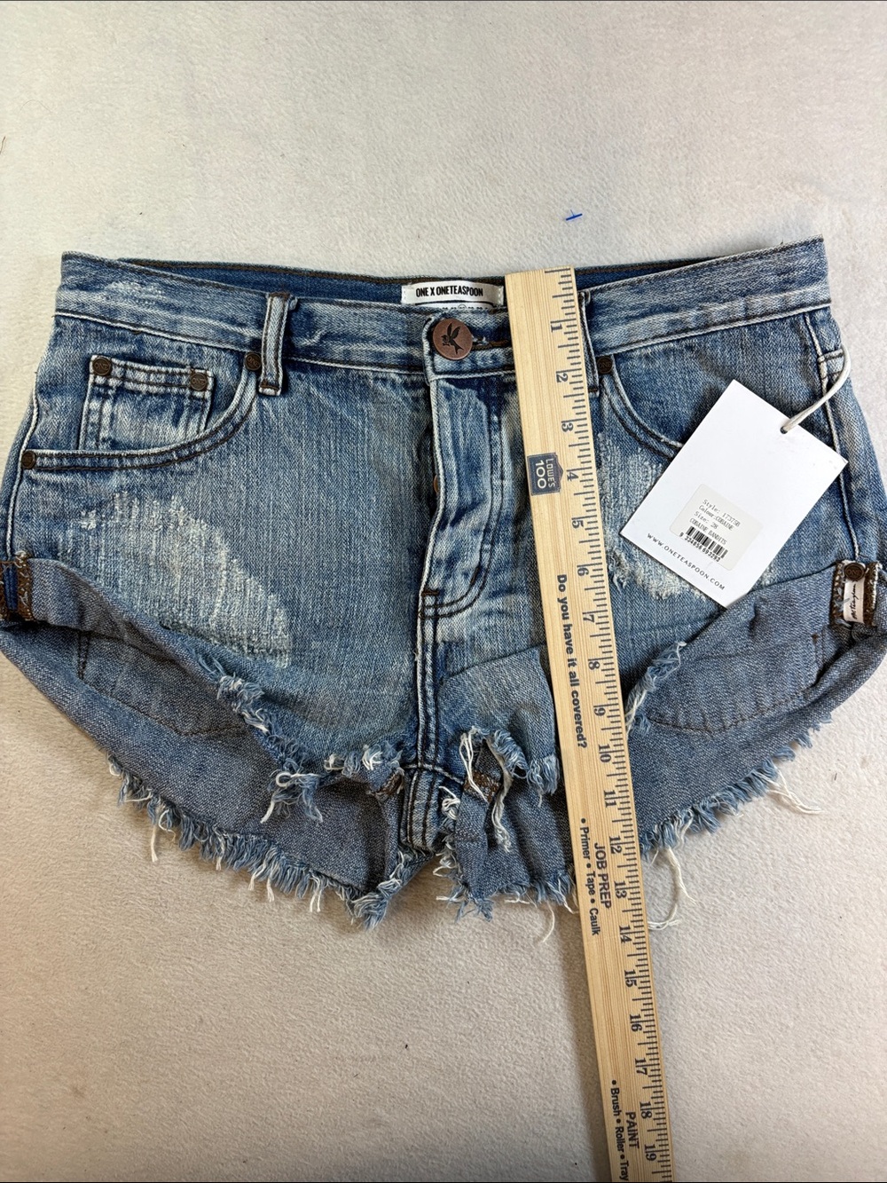One Teaspoon Light Blue Distressed Denim Cutoff Shorts